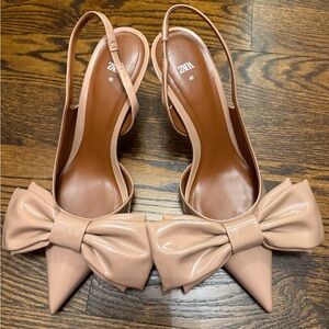 Zara Women's Nude Bow Heels 40